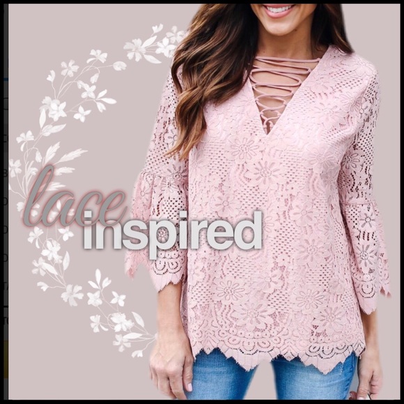Boutique Tops - Lace inspiration in Blush